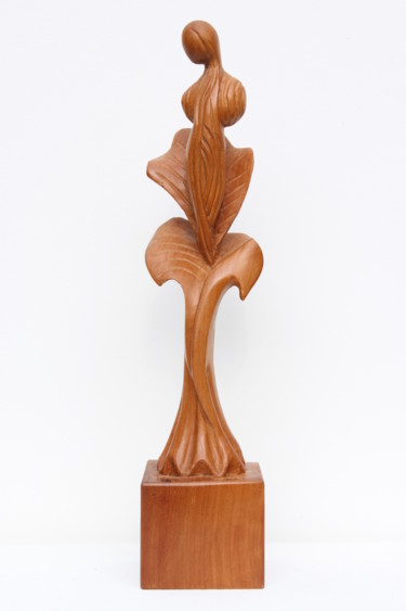 Sculpture titled "Dans sa fleur" by Michel Ferre, Original Artwork, Wood