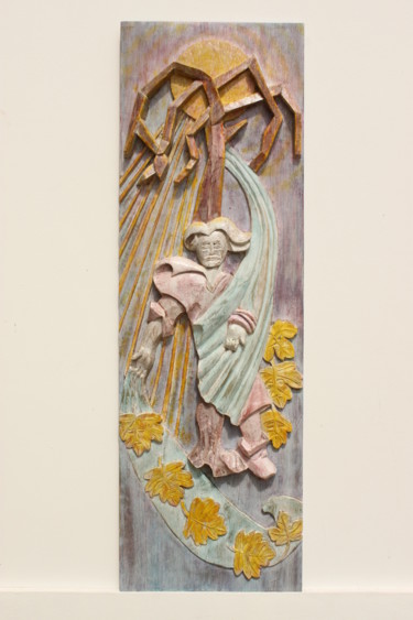 Escultura intitulada "Rutebeuf "Pauvre Ru…" por Michel Ferre, Obras de arte originais, Madeira