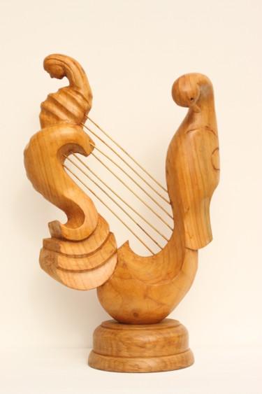 Sculpture titled "Oiseau Lyre" by Michel Ferre, Original Artwork, Wood