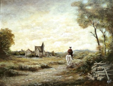 Painting titled "halte en Brabant" by Michel Gauthier, Original Artwork, Acrylic