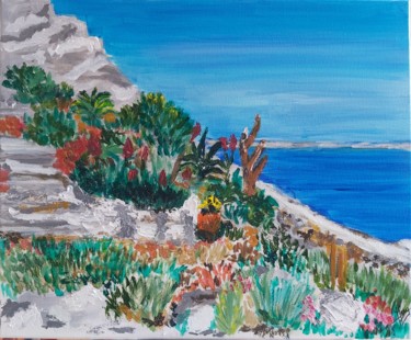 Peinture intitulée "Jardin Méditerranéen" par Michel Gay, Œuvre d'art originale, Acrylique Monté sur Châssis en bois