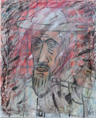 Painting titled "Don Quichotte portr…" by Michel Gay, Original Artwork, Oil