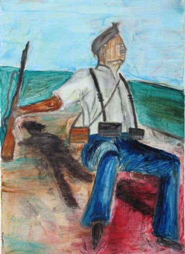 Pittura intitolato "guerre d'espagne" da Michel Gay, Opera d'arte originale, Olio