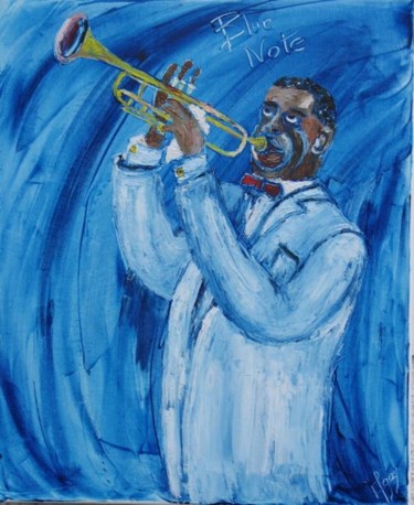Peinture intitulée "Louis Armstrong" par Michel Gay, Œuvre d'art originale, Huile