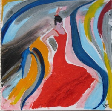 Painting titled "danseuse-flamenco.j…" by Michel Gay, Original Artwork, Oil