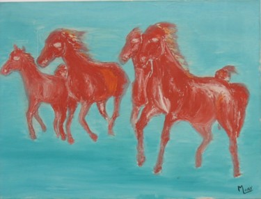 Peinture intitulée "chevaux-camarguais.…" par Michel Gay, Œuvre d'art originale, Huile