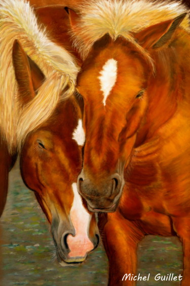 L'amour est dans le pré... Dessin intitulée "L'amour est dans le…" par Michel Guillet, Œuvre d'art originale, Pastel