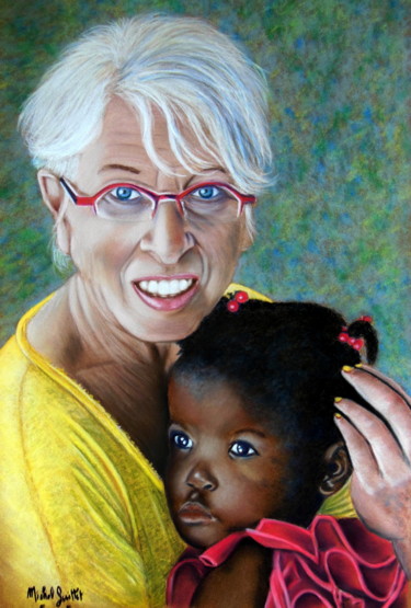 La petite Dominicaine Dessin intitulée "La petite Dominicai…" par Michel Guillet, Œuvre d'art originale, Pastel