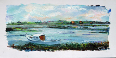 Painting titled "Arcachon, une pinas…" by Michel Hamelin, Original Artwork, Oil Mounted on Wood Stretcher frame