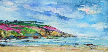 Painting titled "Presu'ile de Crozon…" by Michel Hamelin, Original Artwork, Oil Mounted on Wood Stretcher frame