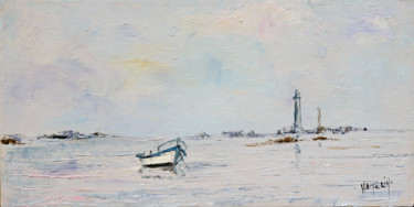 Peinture intitulée "Mer d'huile à l'Ile…" par Michel Hamelin, Œuvre d'art originale, Huile Monté sur Châssis en bois