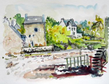 Painting titled "Mimosas à Pont Aven" by Michel Hamelin, Original Artwork, Watercolor