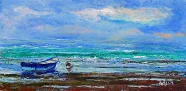 Peinture intitulée "Une mer de sargasse…" par Michel Hamelin, Œuvre d'art originale, Huile Monté sur Châssis en bois
