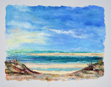 Painting titled "Arcachon vue sur le…" by Michel Hamelin, Original Artwork, Oil Mounted on Wood Stretcher frame