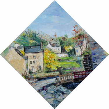 Peinture intitulée "Pont Aven mimosas e…" par Michel Hamelin, Œuvre d'art originale, Huile Monté sur Châssis en bois