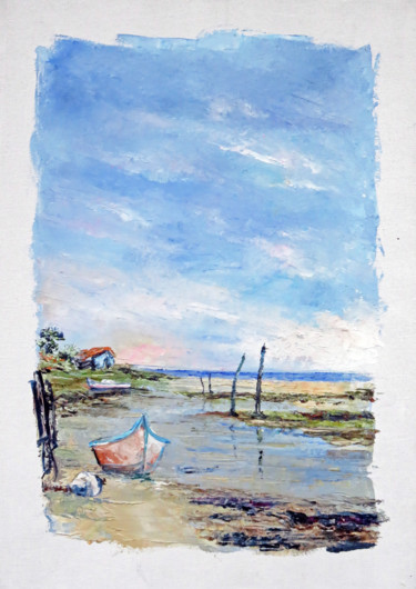 Peinture intitulée "Arcachon le quartie…" par Michel Hamelin, Œuvre d'art originale, Huile Monté sur Châssis en bois