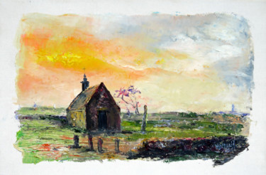 Peinture intitulée "La chapelle St Core…" par Michel Hamelin, Œuvre d'art originale, Huile Monté sur Châssis en bois