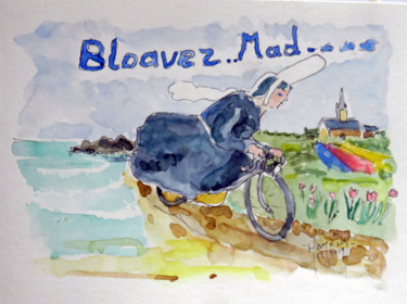 Painting titled "Bloavez mad 2" by Michel Hamelin, Original Artwork, Watercolor