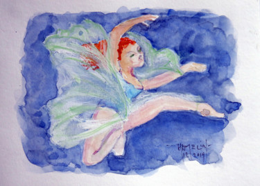 Painting titled "danseuse" by Michel Hamelin, Original Artwork, Watercolor