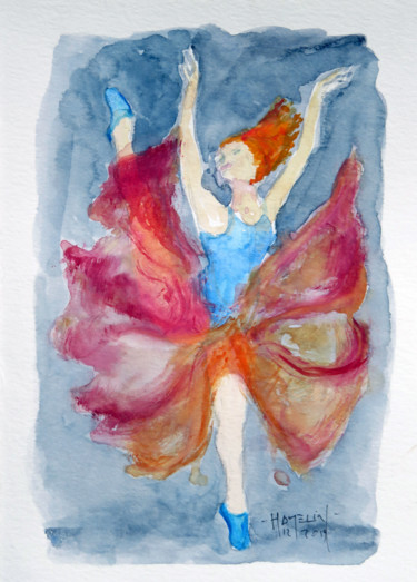 Painting titled "Danseuse 2" by Michel Hamelin, Original Artwork, Watercolor