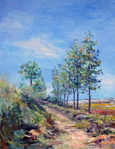 제목이 "Le chemin creux 2"인 미술작품 Michel Hamelin로, 원작, 기름 나무 들것 프레임에 장착됨