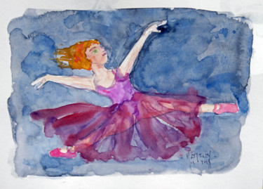 Pittura intitolato "Danseuse 5" da Michel Hamelin, Opera d'arte originale, Acquarello