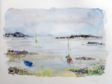 Peinture intitulée "La plagedu Ster (ca…" par Michel Hamelin, Œuvre d'art originale, Aquarelle