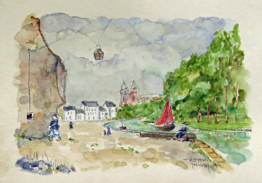 Painting titled "Quand "St Co" n'ava…" by Michel Hamelin, Original Artwork, Watercolor