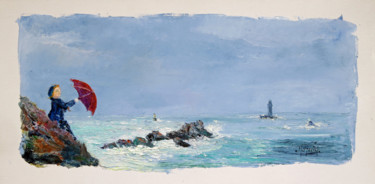 Painting titled "Bol d'air à la poin…" by Michel Hamelin, Original Artwork, Oil Mounted on Wood Stretcher frame