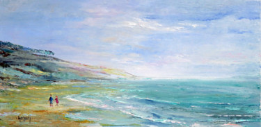 Peinture intitulée "La côte landaise da…" par Michel Hamelin, Œuvre d'art originale, Huile Monté sur Châssis en bois