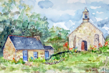 Painting titled "Le penty de St Séba…" by Michel Hamelin, Original Artwork, Watercolor