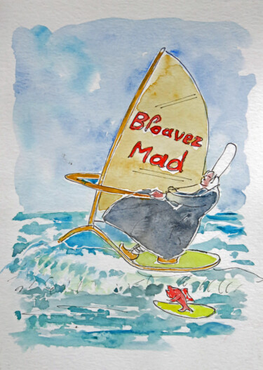 Painting titled "Bloavez mad : bigou…" by Michel Hamelin, Original Artwork, Watercolor