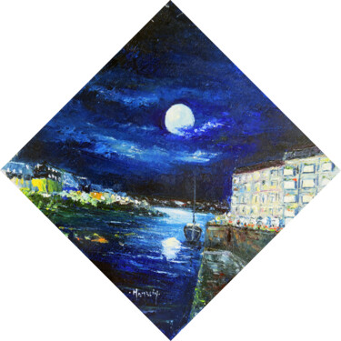 Malerei mit dem Titel "pleine lune sur le…" von Michel Hamelin, Original-Kunstwerk, Öl