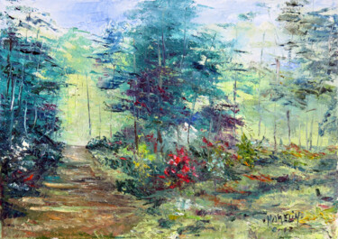 Peinture intitulée "Sous-bois au parc f…" par Michel Hamelin, Œuvre d'art originale, Huile Monté sur Châssis en bois
