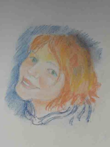 Tekening getiteld "jeune fille" door Michel Hamelin, Origineel Kunstwerk, Pastel