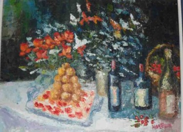 Painting titled "Anniversaire" by Michel Hamelin, Original Artwork, Oil