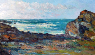 Painting titled "les rochers à Penho…" by Michel Hamelin, Original Artwork, Oil