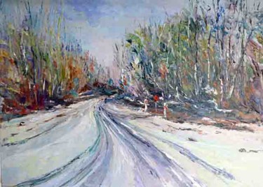 Pintura intitulada "route de Dordogne" por Michel Hamelin, Obras de arte originais, Óleo