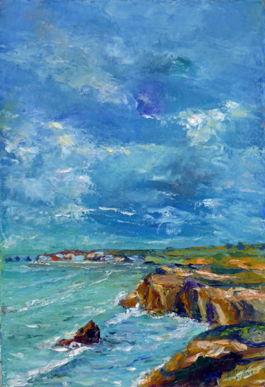 Painting titled "Presqu'ile de Quibe…" by Michel Hamelin, Original Artwork, Oil