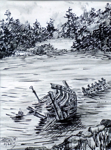 제목이 "Cimetière marin (en…"인 그림 Michel Hamelin로, 원작, 잉크