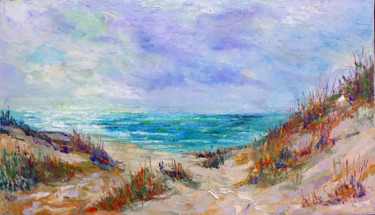 Painting titled "Entre les dunes" by Michel Hamelin, Original Artwork, Oil Mounted on Wood Stretcher frame