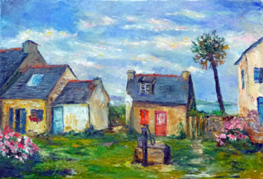 Malerei mit dem Titel "La petite maison au…" von Michel Hamelin, Original-Kunstwerk, Öl