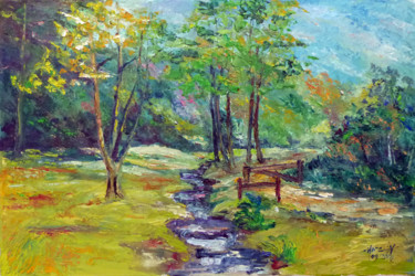 Painting titled "Le jardin conservat…" by Michel Hamelin, Original Artwork, Oil