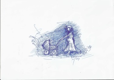 Drawing titled "korigan-maternite-k…" by Michel Hamelin, Original Artwork, Ballpoint pen