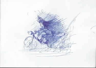 Dessin intitulée "korigan-une-farfade…" par Michel Hamelin, Œuvre d'art originale, Stylo à bille