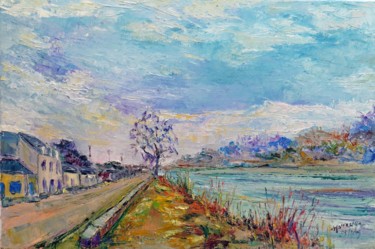 제목이 "L'Aulne à Port Laun…"인 미술작품 Michel Hamelin로, 원작, 기름 나무 들것 프레임에 장착됨