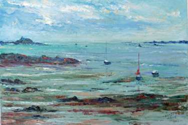 Peinture intitulée "penmarch-la-plage-d…" par Michel Hamelin, Œuvre d'art originale, Huile