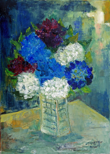 Painting titled "Nikko-blue, Annabel…" by Michel Hamelin, Original Artwork, Oil