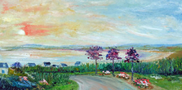 Soleil couchant sur Pentrez.jpg Peinture intitulée "Soleil couchant sur…" par Michel Hamelin, Œuvre d'art originale, Huile