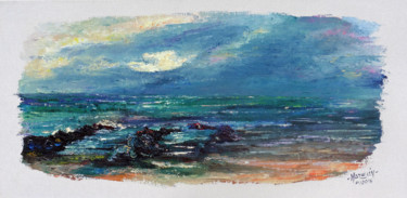 Peinture intitulée "Crépuscule marin .j…" par Michel Hamelin, Œuvre d'art originale, Huile Monté sur Châssis en bois